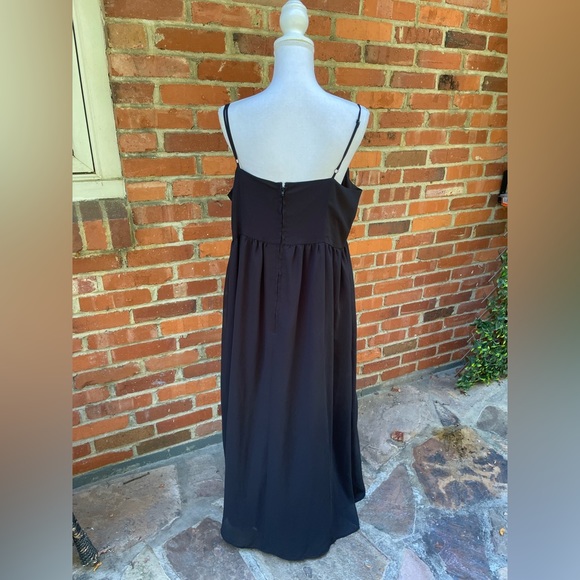 ModCloth Black Maxi Column Straight Gown Dress Spaghetti Strap Sz XL 1X - Picture 4 of 7